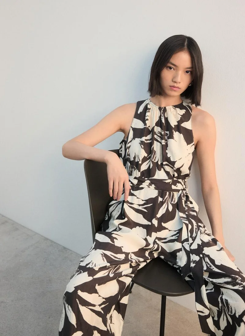 Mango  Printed cropped jumpsuit with belt for Women | Best Price UAE